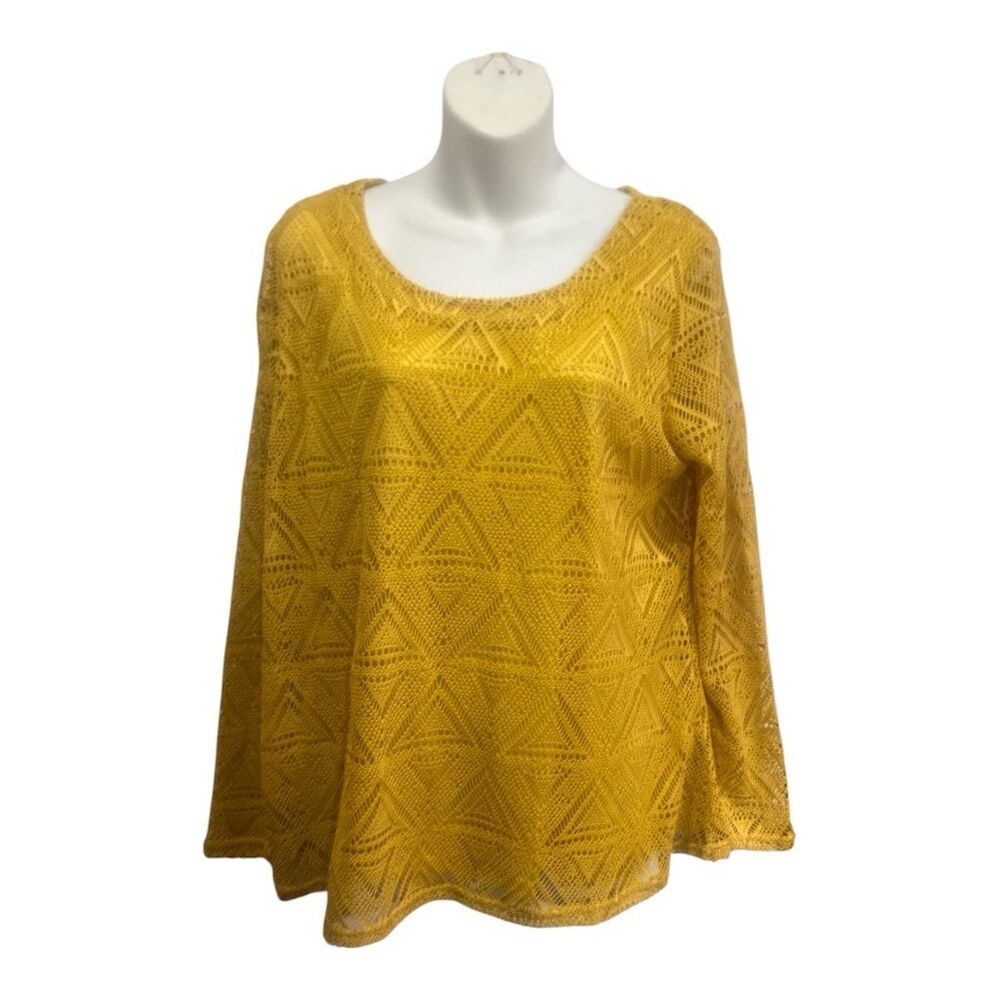 Skye's The Limit Women's Yellow Crochet, Overlay Top Size L